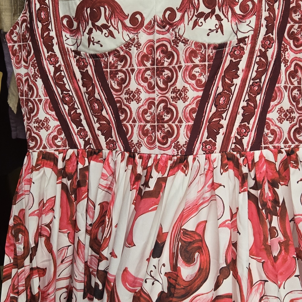 Dolce & Gabbana Red and White Baroque Dress